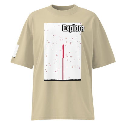 Camiseta orgánica extragrande de cuello alto unisex — Colección Human & Space 'Explore'