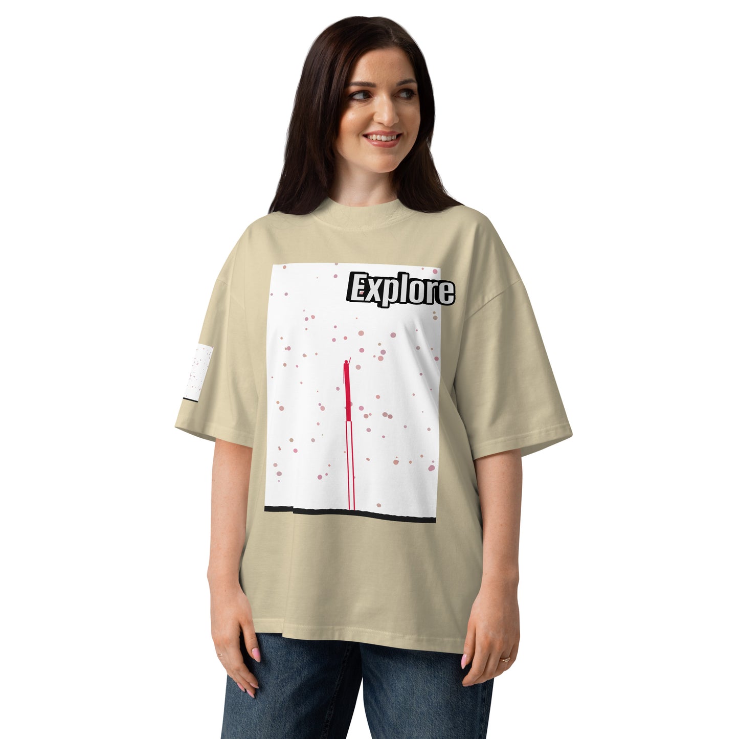Camiseta orgánica extragrande de cuello alto unisex — Colección Human & Space 'Explore'