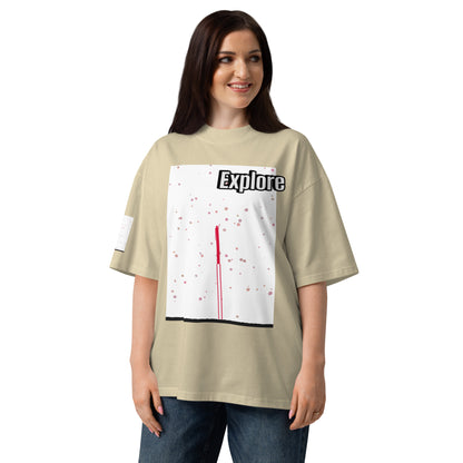 Camiseta orgánica extragrande de cuello alto unisex — Colección Human & Space 'Explore'