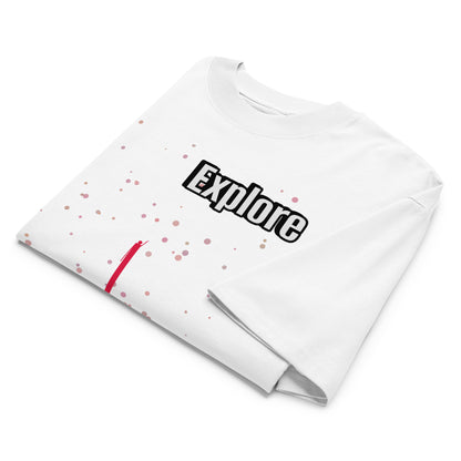 Camiseta orgánica extragrande de cuello alto unisex — Colección Human & Space 'Explore'