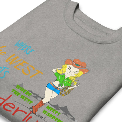 Premium Cozy Long Sleeve T-shirt – Classic Cowgirl Graphic Sweatshirt | FunWearCode