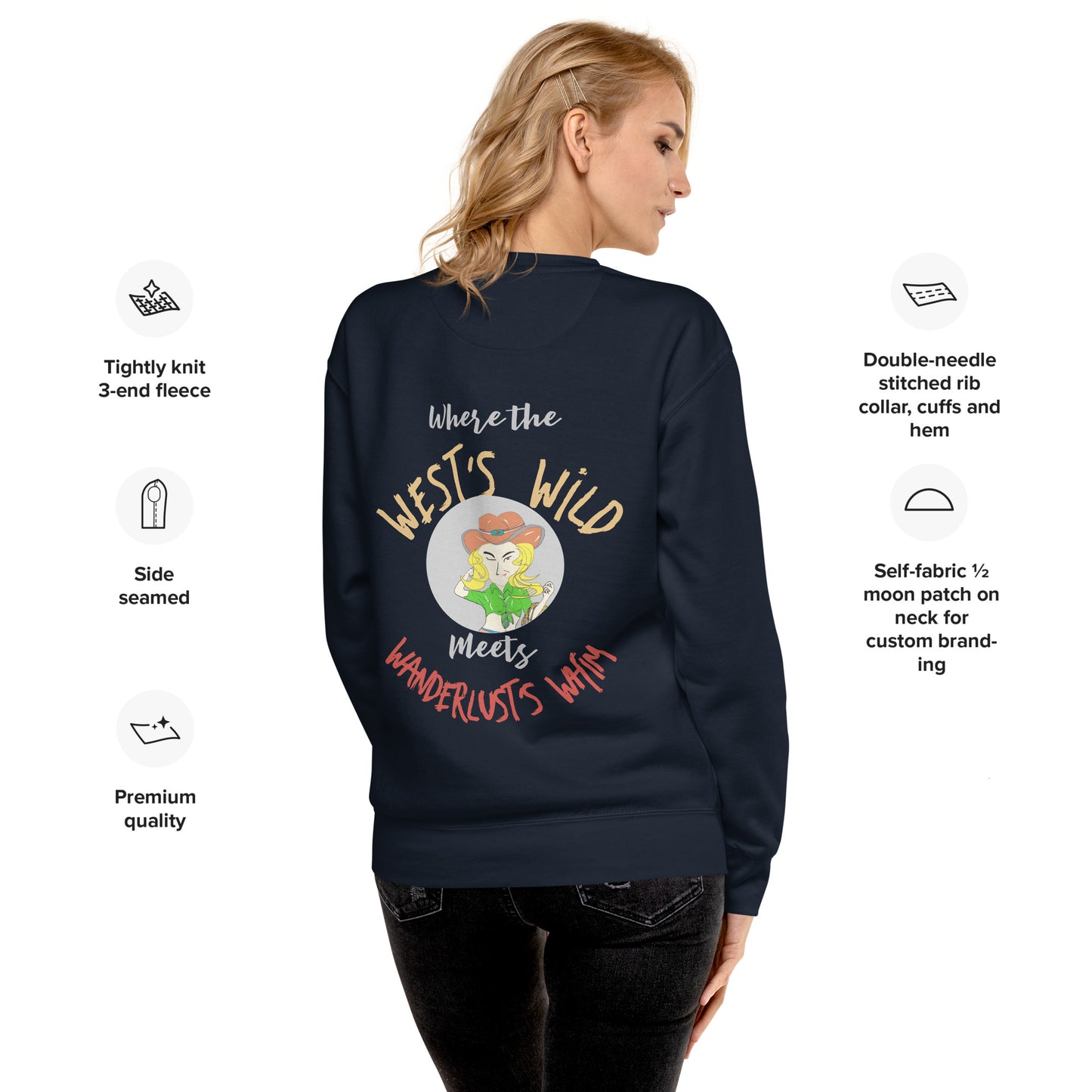 Premium Cozy Long Sleeve T-shirt – Classic Cowgirl Graphic Sweatshirt | FunWearCode